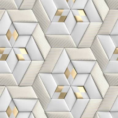 Papel de parede adesivo Geometrico Cinza e Dourado Efeito Gesso Autocolante 3D Lavável Quarto Sala 3m