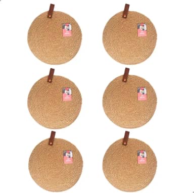 Kit 6 Jogo Americano Palha Linho Natural Mesa Jantar Boho