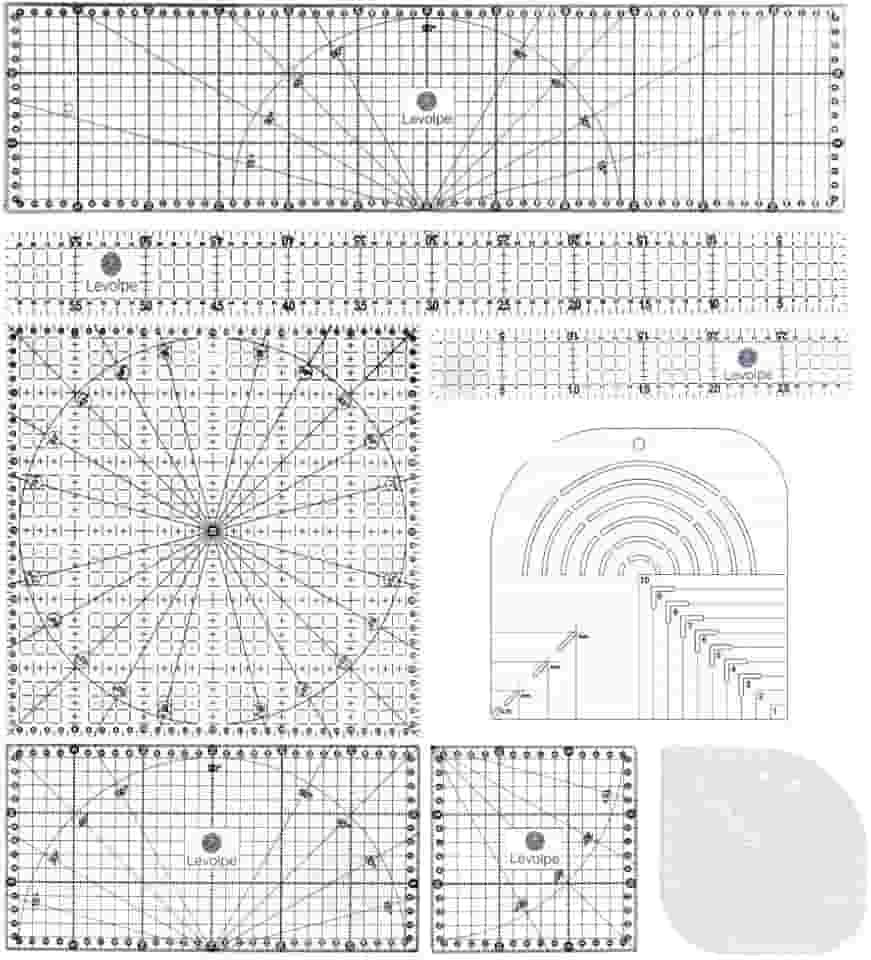 Kit 8 Réguas Patchwork Scrapbook 5x30 5x60 30x30 Caixa de Leite