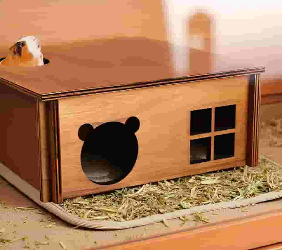 Esconderijo de labirinto de várias câmaras para hamster: túnel de labirinto de madeira, brinquedos de exploração para hamster gerbils, camundongos, chinchilas de porquinho-da-índia, esconderijo de