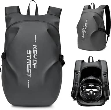 Mochila para Motociclista 40L Impermeável - Capacete Integrado, Grande Capacidade e Resistente à Chuva da Amazônia'