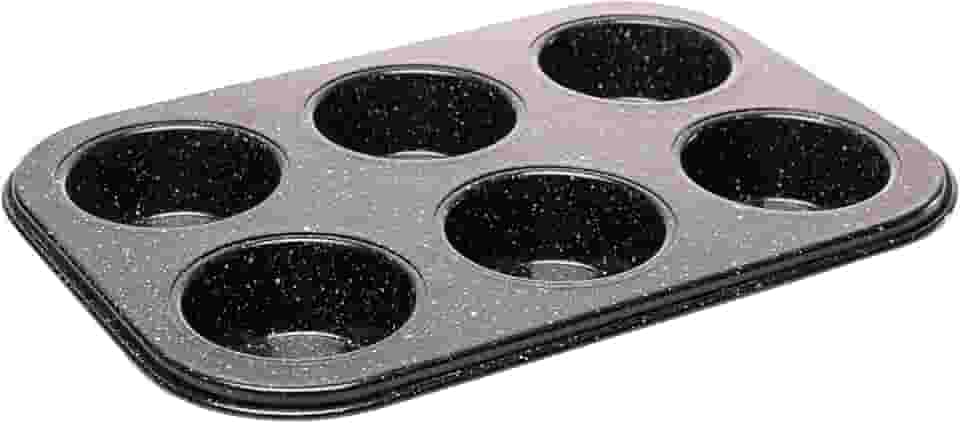 LYOR - Forma para 6 Cupcakes Antiaderente de Aço Carbono Granilite Preta 26,5cm x 18,5cm x 3cm