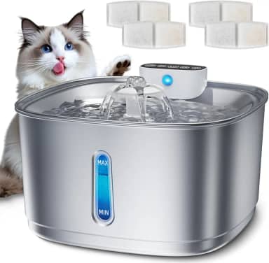 Bistee Bebedouro Sem Fio para Gatos, Alimentado Por Bateria, 108Oz/3,2L, Bebedouro Automático de Aço Inoxidável para Animais de Estimação, para Cães E Gatos, com Sensor de Movimento, Bebedouro Sem Fio
