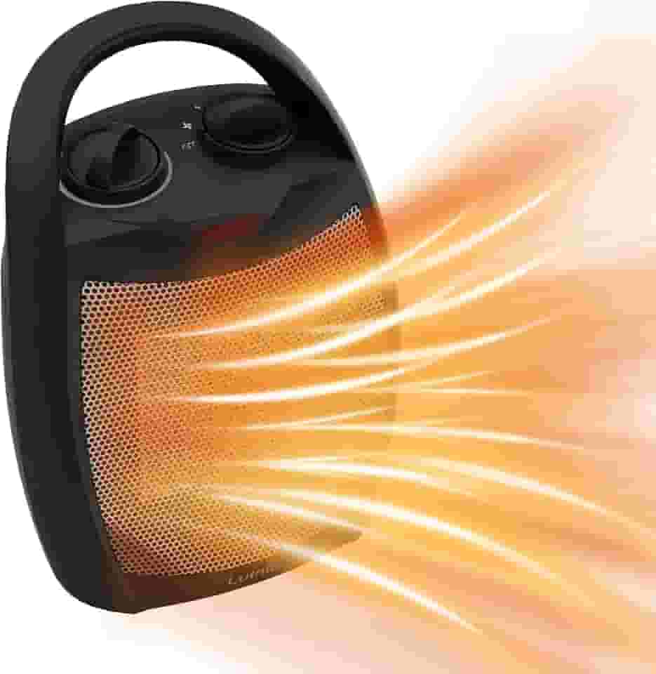 Aquecedor de ambiente portátil pequeno para uso interno - Ventilador elétrico de cerâmica seguro e silencioso de 1500W/750W com termostato, aquece 200 metros quadrados para sala, escritório,