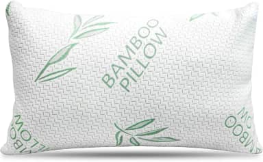 Travesseiro de bambu – Travesseiros de cama tamanho Queen para dormir, ajustável com espuma de memória desfiada – costas, estômago, colchonete lateral, capa lavável/removível, alternativa de estofamento de hotel (Queen (1 unidade))