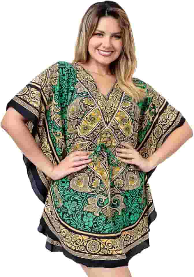 Bata Kaftan Indiana Longuete Saída De Praia Plus Size (Verde)