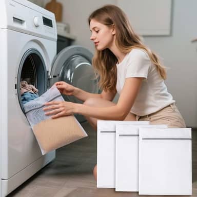 Sacos de lavagem de malha, saco de lavagem para máquina de lavar, saco de lavagem de rede com zíper, bolsa de secadora (3 peças, 40 x 30 cm)