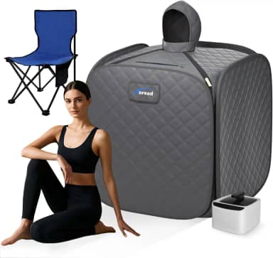 TOREAD Sauna a vapor dobrável portátil com gerador de 1000 W e controle remoto, aquecimento rápido em 6 minutos, tenda de sauna doméstica para relaxamento (cinza)