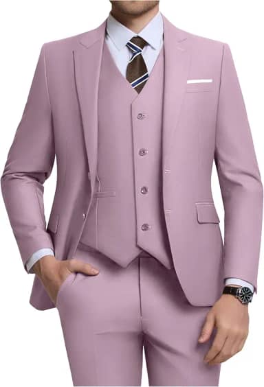 Holivyer Conjunto de terno masculino de 3 peças, blazer de dois botões, jaqueta sólida, colete e calça de casamento