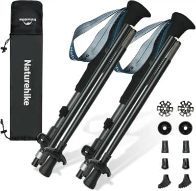 Naturehike Bastões dobráveis para caminhada e trekking, 2 unidades ajustáveis e leves de alumínio para trekking