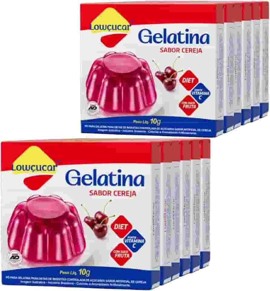 Kit 12und Gelatina de Cereja Diet LOWÇUCAR Cereja 10g