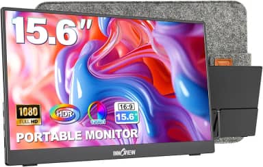 InnoView Monitor portátil de 15,6 polegadas 1080p, monitores portáteis para laptop com capa protetora embutida suporte ajustável de 90° USB C HDMI ultrafino para MacBook Phone PS Xbox Switch