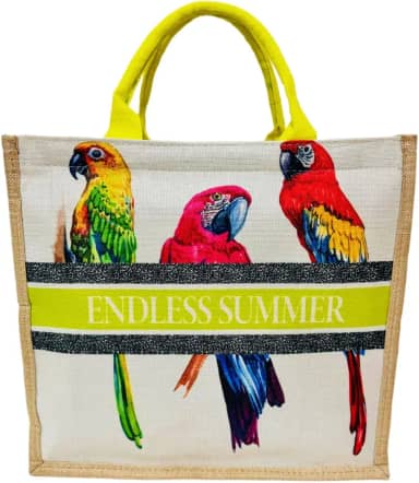 Bolsa De Praia Estampada Arara Amarela Verão Feminina Sacola