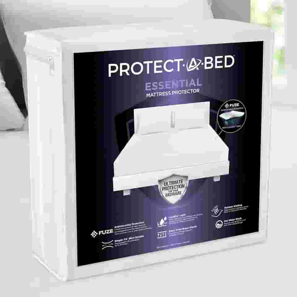 Protect-A-Bed Protetor de colchão Essential completo, resistente a ácaros, sem ruído e resistente ao odor, 100% impermeável, lavável na máquina, serve em colchões de 28 a 45 cm