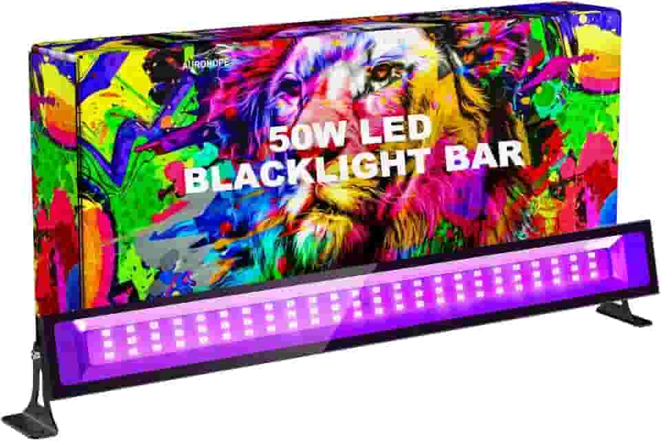AUROHOPE Barra De Luz Negra Led De 50 W, Barra De Luz Uv De 385 Nm Com Plugue E Interruptor, Luz Negra À Prova D'Água Ip66 Para Festas Com Luzes, Decoração Neon, Halloween, Iluminação De Palco (1 Pa