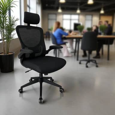 Cadeira de Escritório Ergonômica com Apoio Lombar – Altura Ajustável, Braços Reguláveis, Confortável para Home Office e Trabalho