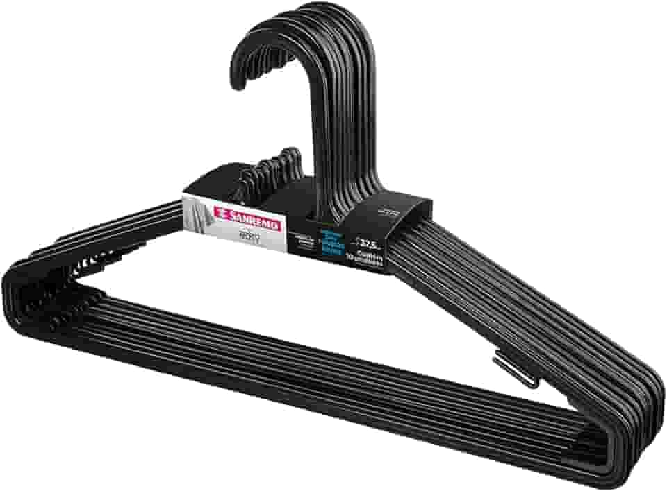 Sanremo - Cabide Plástico Adulto para Roupas Leves, Embalagem com 10 Unidades, Linha Easy