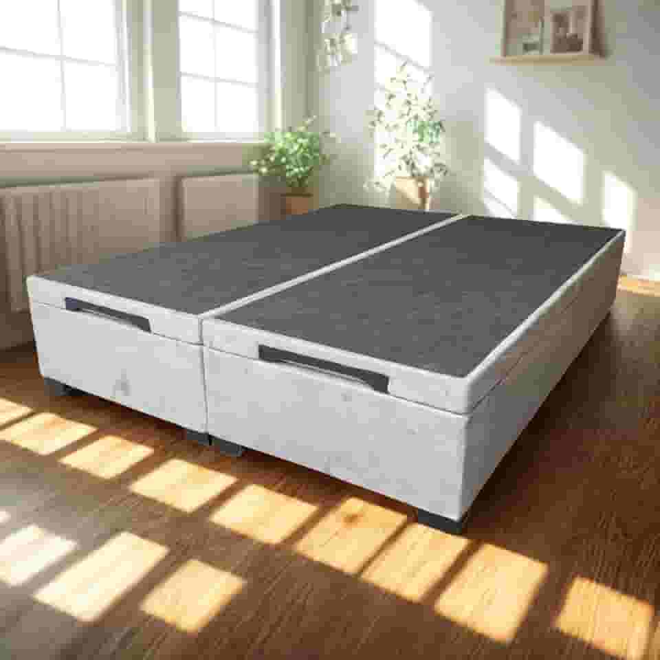 Cama Box Baú Queen Bipartido Suede Luxo - Imperium do Sono - Acabamento Reforçado, Amplo Espaço (198x158x44cm, Suede Cinza)
