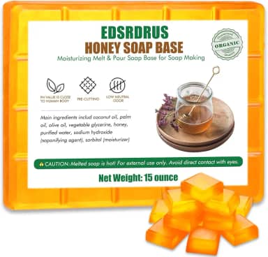 EDSRDRUS Base De Sabonete Glicerina 425 G - Derreta E Despeje Para Artesanato, Fácil Cortar, Vegano Natural, Hidratante Suave A Pele, Suprimentos Perfeitos Fazer (Mel, G)