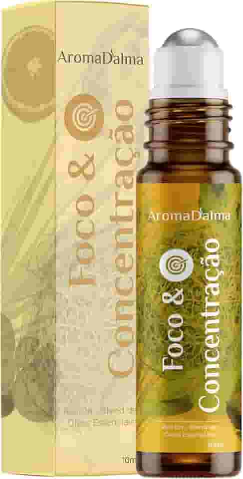 Blend Roll-On de Óleos Essenciais - Foco & Concentração - Concentração Instantânea com Praticidade I Ideal Para Estudos e Trabalho - Aroma D’alma