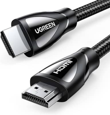 UGREEN Cabo HDMI 8K 2.1 6,6 pés, cabo HDMI de ultra alta velocidade de 48 Gbps trançado 10K 8K @ 60 Hz 4K @ 240 Hz, cabo HDMI eARC HDR10 HDCP 2.2 e 2.3 compatível com PS5 / Xbox Series X/Ro