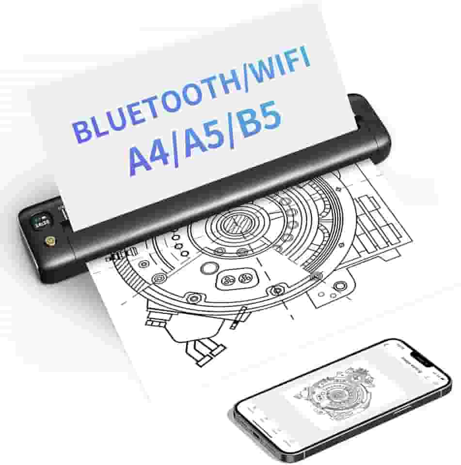Rongta Impressoras portáteis sem fio para viagens, WiFi e Bluetooth, impressora térmica sem tinta para uso escolar/escritório/casa, compatível com Android, iOS e laptop (cinza)