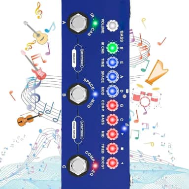 M-VAVE VEDO bass Pedal de efeito de baixo elétrico multifuncional, capaz de gravar 5V recarregável 48KHZ/24BIT 8 tipos de simulação gabinete IR, 13 botões, originais 26 portas Cuvave cube baby