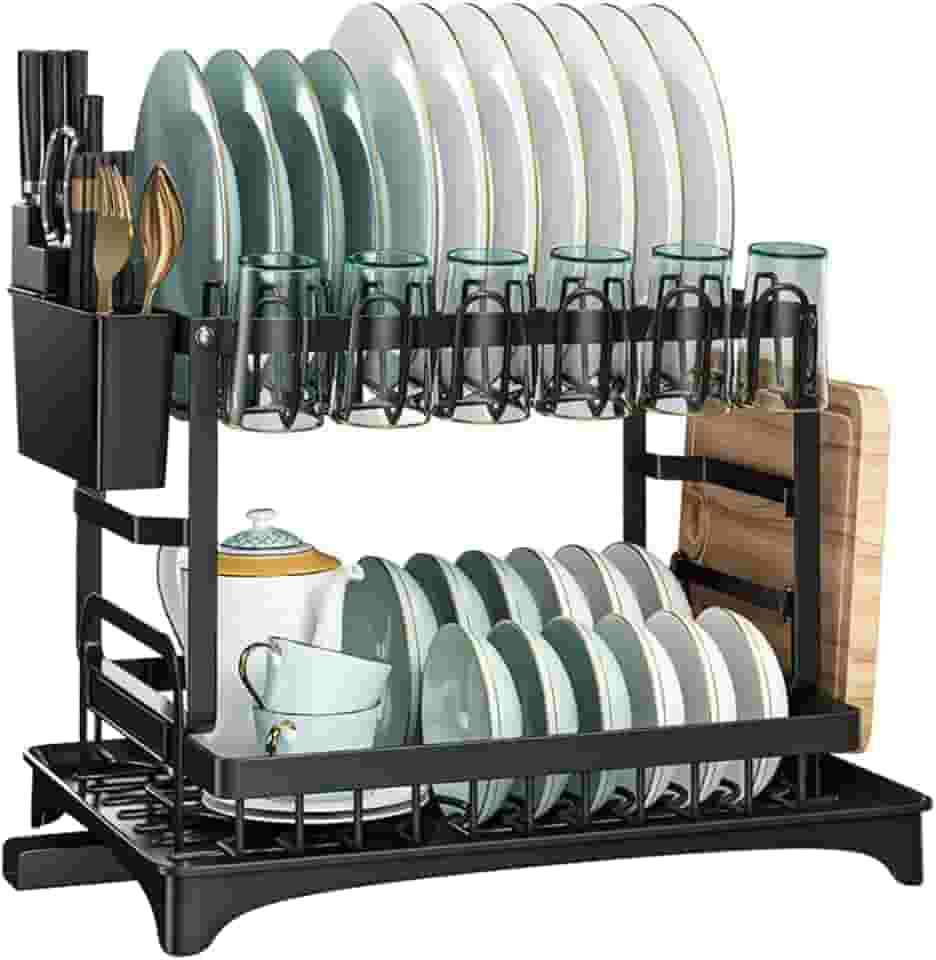 Escorredor de Louça Inox com Porta Pratos Talheres Copos Modular Master (Preto)