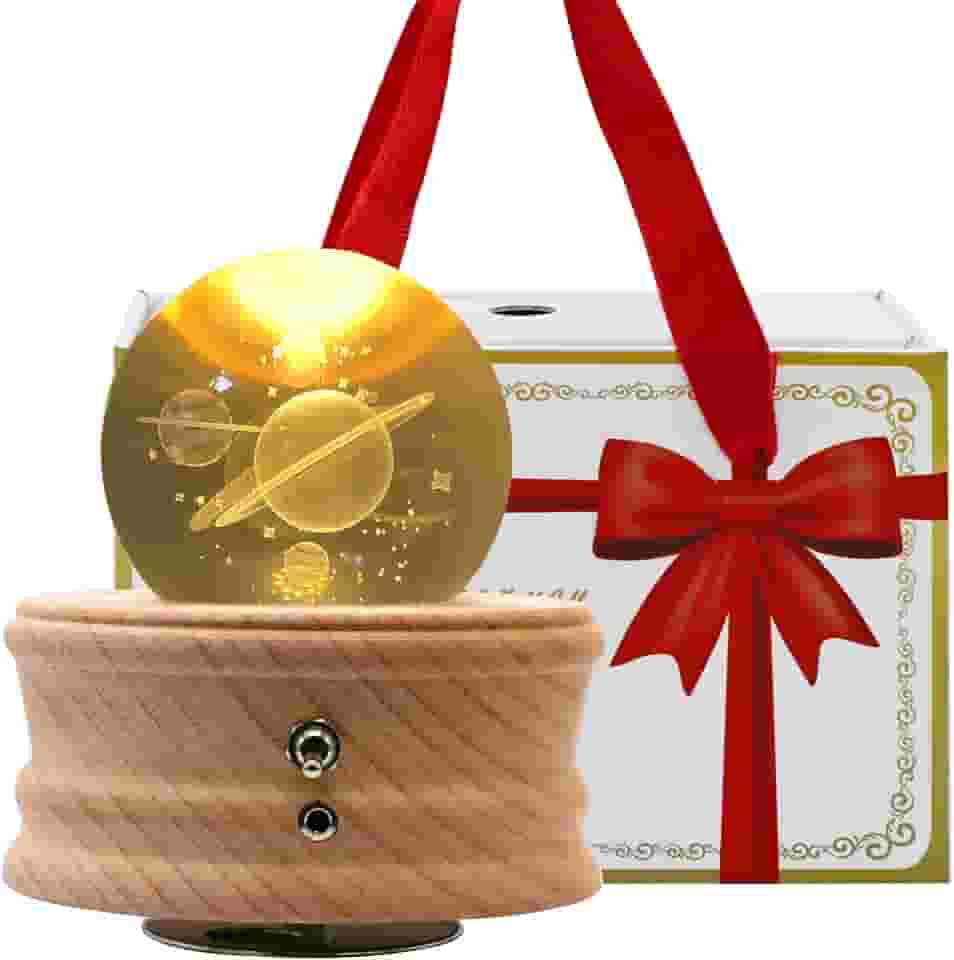 Caixa de música com bola de cristal galáxia 3D, presentes de relaxamento para ele, crianças, mulheres, namorada, esposa, mãe, lâmpada divertida com base de lâmpada LED quente