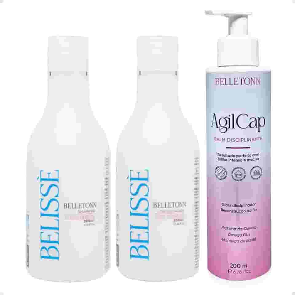 Kit Capilar Efeito Liso e Escova Progressiva Vegana Agilcap, 300mL + 200mL, Alisamento Sem Formol, Profissional
