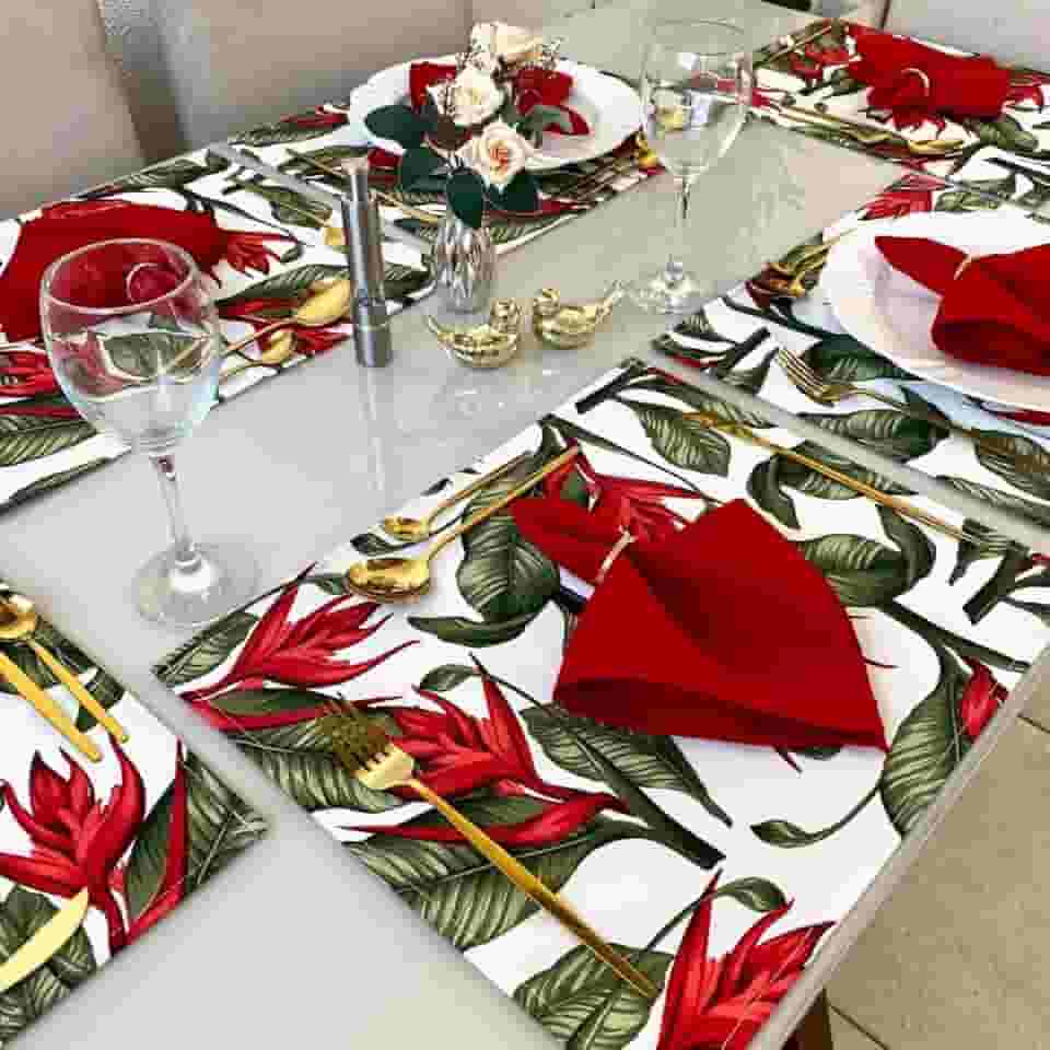 Jogo Americano Tecido 6 Un + 6 Guardanapos + 6 Porta Guardanapos (Mod.90 Guard Vermelho)