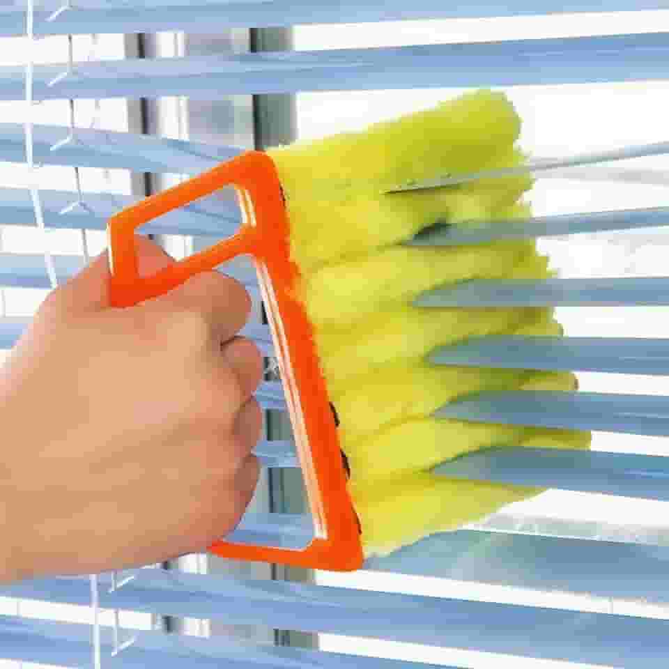 Ferramenta de limpeza para persianas de janela, mini espanador portátil para persianas de vinil e madeira, escova de limpeza fácil para casa, escritório, carro - laranja