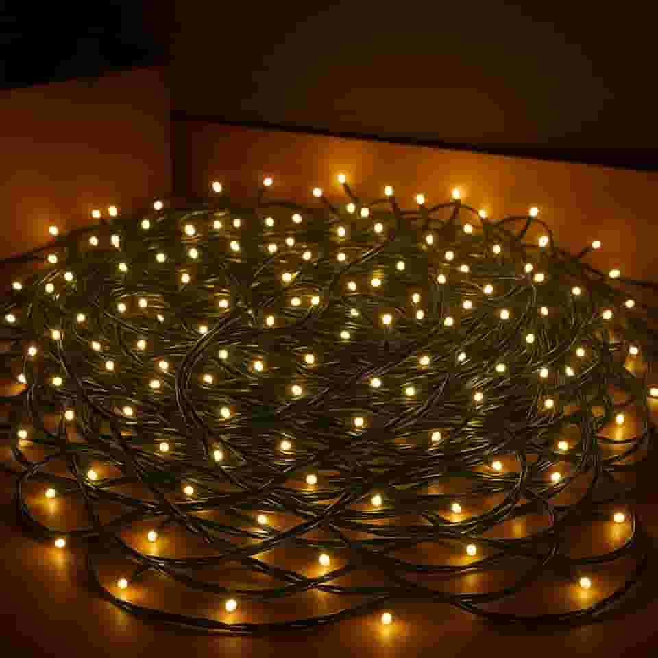 Cordão Pisca LED Branco Quente 10M Premium 110V Uso Externo Interno Decorativo Festas Natal Varanda Jardim 100 LEDS Econômico Flexível