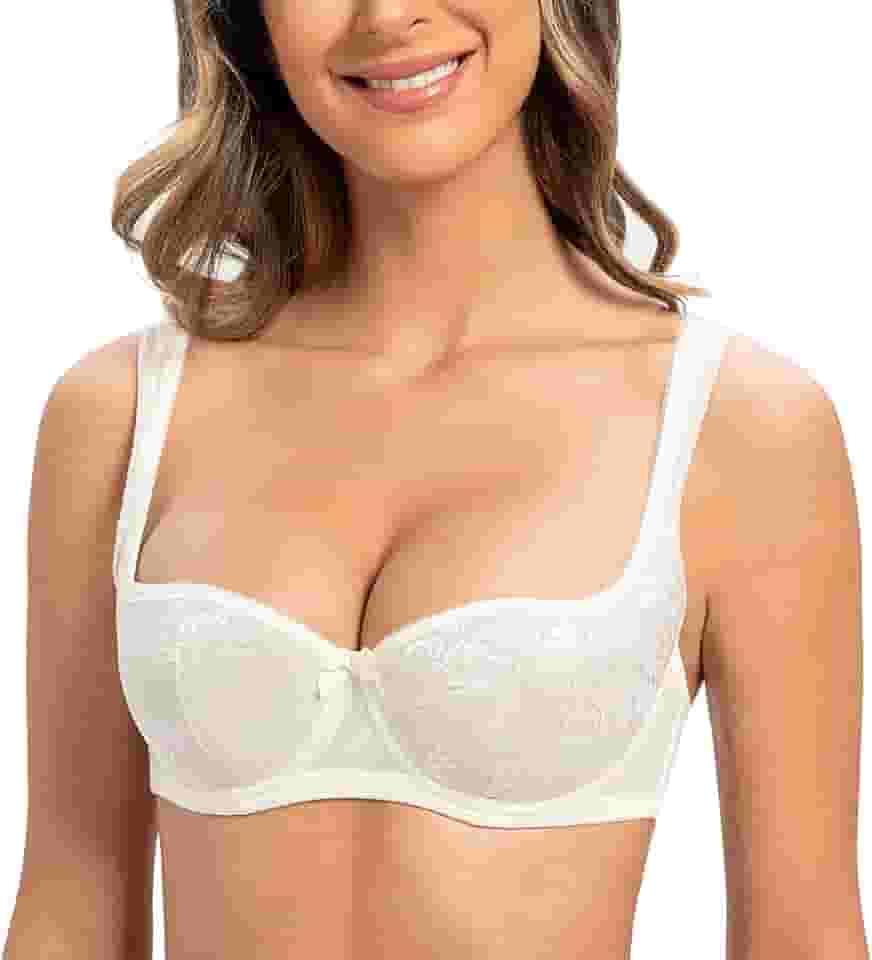 Sutiã feminino balconette com alça acolchoada meia taça e renda sexy