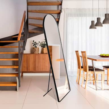 Espelho Decorativo Vitral com Suporte de Chão Estilo Moderno para Sala Quarto ou Hall – 150x50cm (Caramelo)