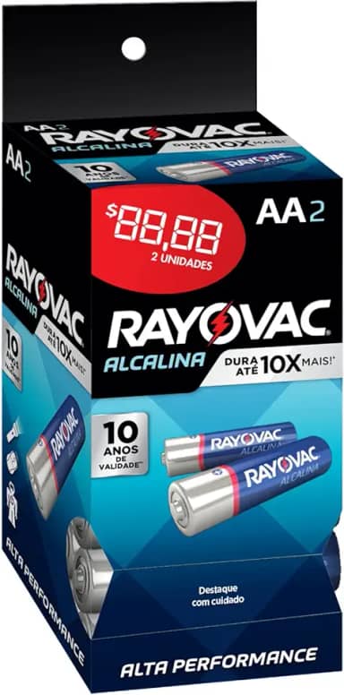 Pilha, Rayovac, Alcalina 208010, Azul, Aa, Pequena, Pacote de 32