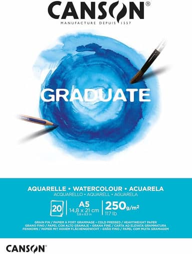 Bloco graduate aquarela A5 250g com 20 folhas Canson