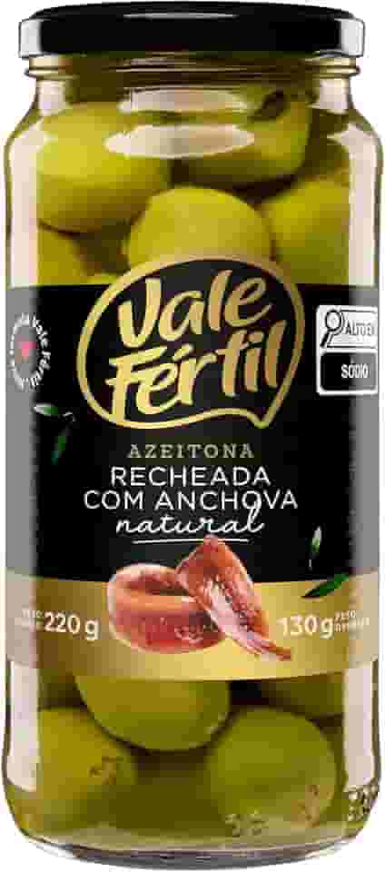Vale Fértil Azeitona Verde Em Conserva Recheio Anchova Vidro 130G