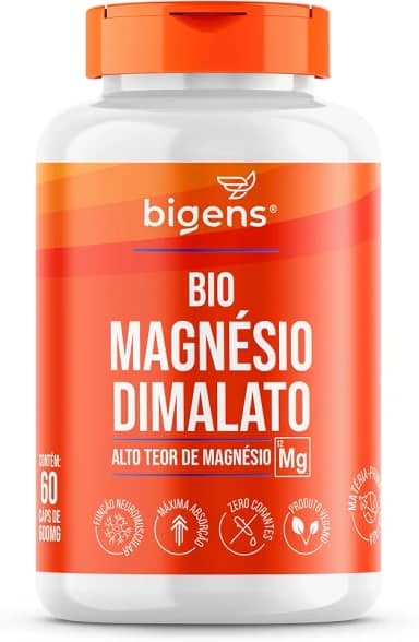 Bio Magnésio Dimalato vegano, alto teor, 60 capsulas, Biogens