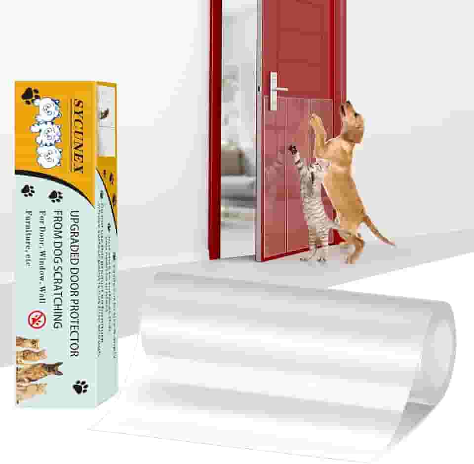 Protetor de porta aprimorado: protetor antiarranhões espesso e transparente - Protetor flexível contra arranhões para animais de estimação para portas, móveis, janelas e paredes, fácil de instalar e