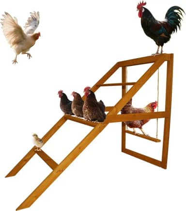 Poleiros de galinha para galinheiro com balanço: barras de cobertura para acessórios de galinheiro - brinquedo de acessórios de corrida de galinha, escada de madeira para animais de estimação, ideal