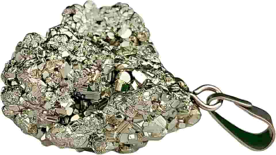 Colar Com Pingente De Pedra Pirita Natural Ajustável Amuleto Prosperidade