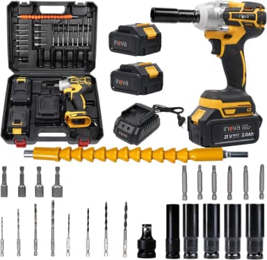 Kit Parafusadeira, Furadeira e Chave de Impacto Sem Fio 21V com 2 Baterias, Potente, Durável e Versátil para Profissionais, Ideal para Trabalhos Pesados e Consertos em Casa