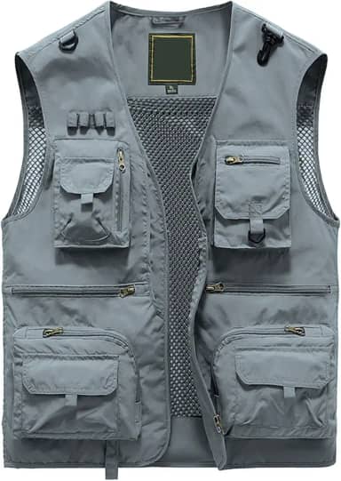 Colete masculino de verão para trabalho ao ar livre com vários bolsos para fotografia de pesca fina