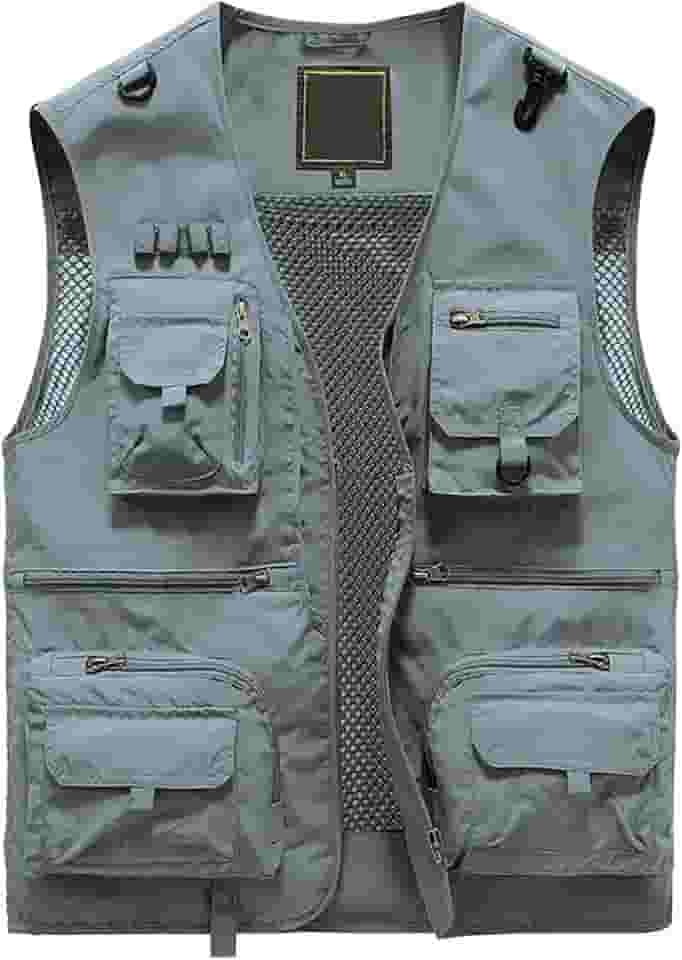 Colete masculino de verão para trabalho ao ar livre com vários bolsos para fotografia de pesca fina