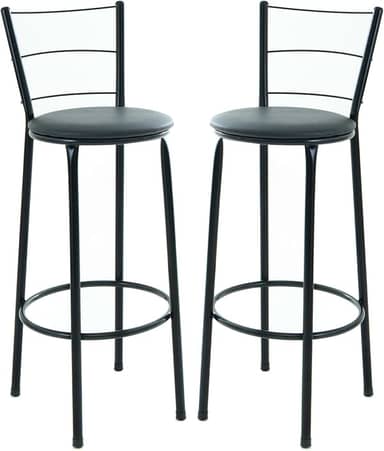 Kit 2 Banquetas Altas 3 Arames, 70 cm, para Cozinha e Balcão, Acabamento Preto, Assento em Junco (PRETO)