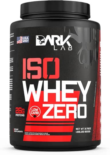 Iso Whey Zero Low Carb Dark Lab, 900g, Morango, Whey Isolado, Ganho de Massa Magra