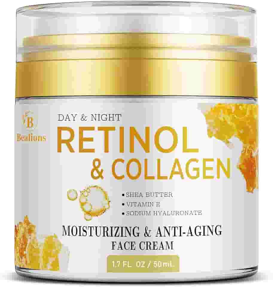 Creme de retinol para rosto antienvelhecimento: creme de rugas para rosto e pescoço com ácido hialurônico de colágeno - hidratante noturno para homens e mulheres - presentes de cuidados com a pele
