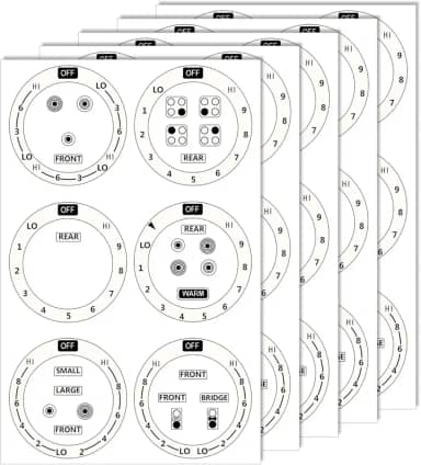 Conjunto de 5 Adesivos para Botões de Fogão, Símbolos Adesivos para Controle Queimador Superior, Forno Fogão a Gás Botão Identificação Queimador