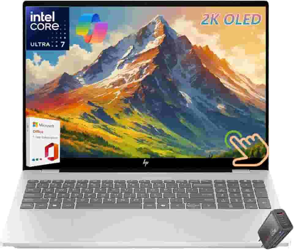 HP OmniBook 7 16 polegadas OLED Touchscreen, 2K 120Hz, Intel Evo Core Ultra 7 255H, GPU Intel Arc 140T, copiloto, teclado retroiluminado, Thunderbolt4, Wi-Fi7, Windows 11 (32 GB DDR5 RAM | SSD de 1 TB